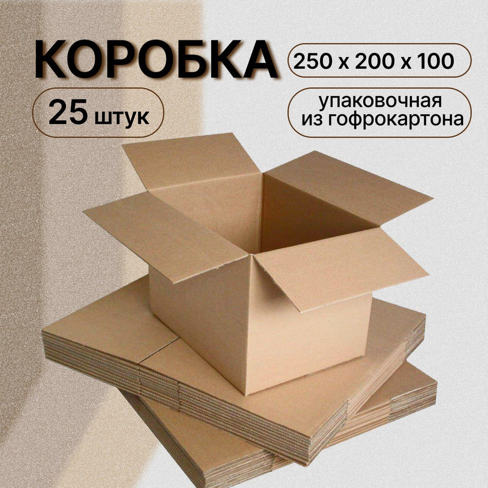 Коробка картонная для хранения и переезда 25х20х10 см, набор 25 шт  #1