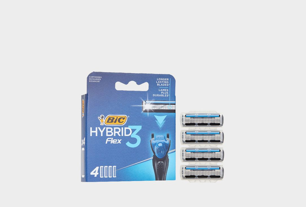 Сменные кассеты для мужской бритвы, 4 шт. / BIC, Hybrid 3 Flex / 4мл  #1