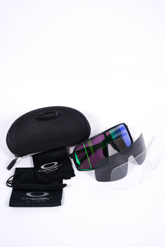 Очки спортивные OAKLEY SUTRO PRIZM JADE - black ink. 3 линзы в комплекте + противоударный чехол  #1