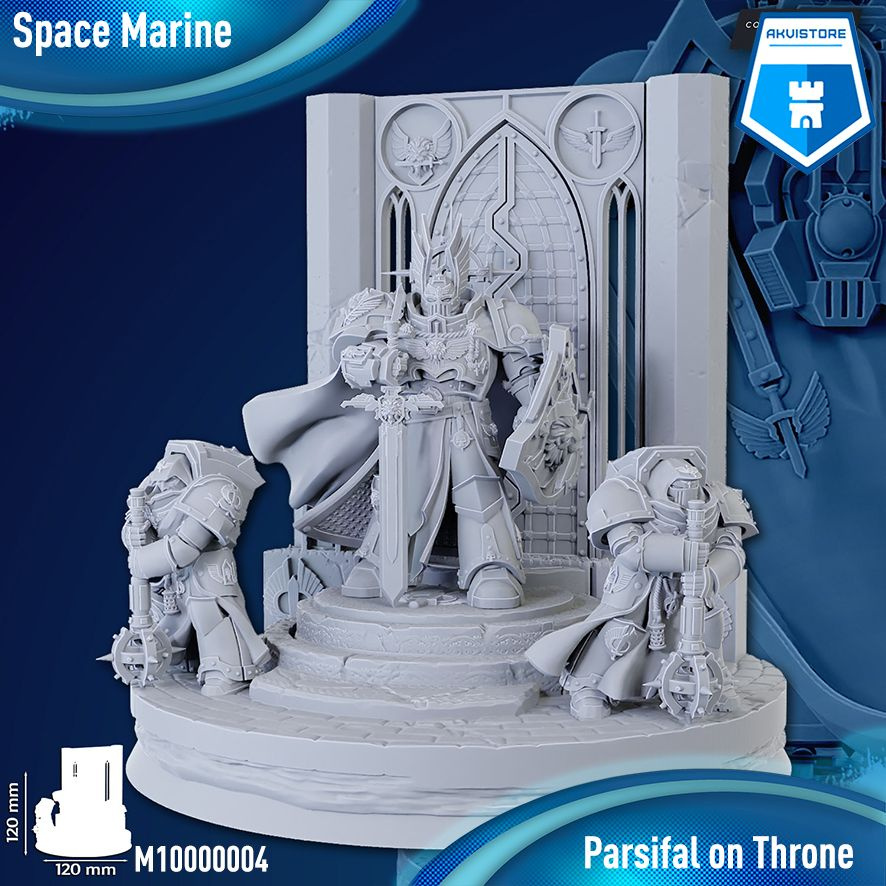 Космические десантники (Space Marine) - Parsifal on Throne 32 мм миниатюра 3D печать Warhammer 40001 #1