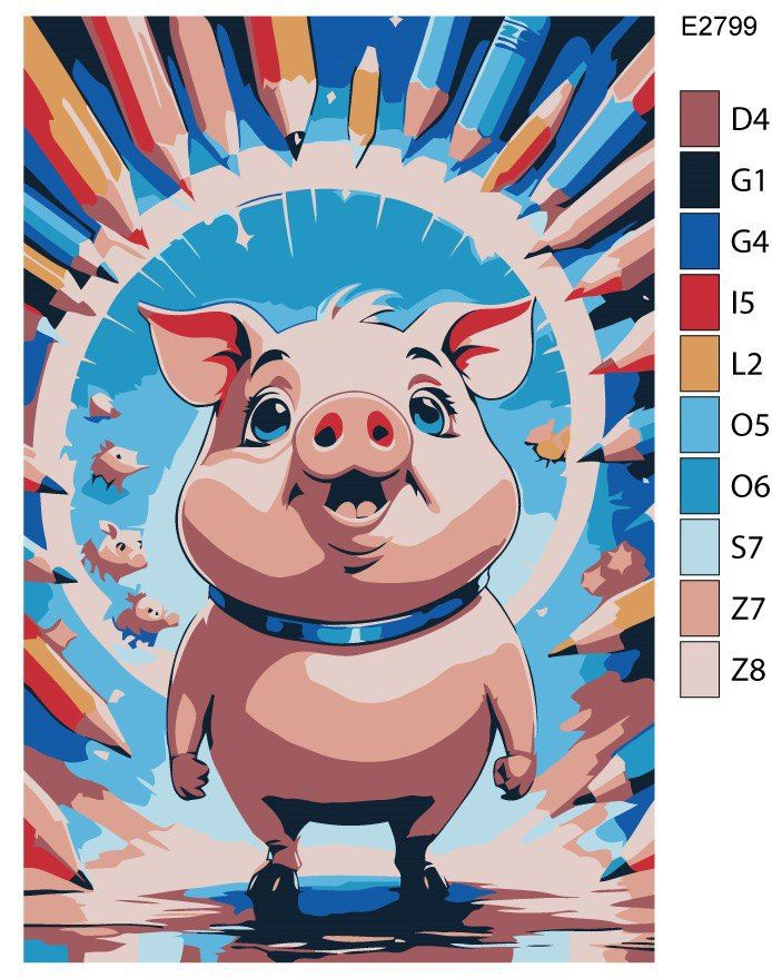 Детская картина по номерам E2799 "Удивленная свинка" 20x30 #1