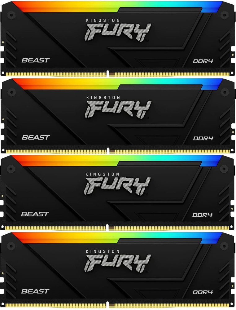 Kingston Оперативная память DDR4 3200 DIMM FURY Beast Black RGB Gaming Memory 4x32 ГБ (KF432C16BB2AK4/128) #1