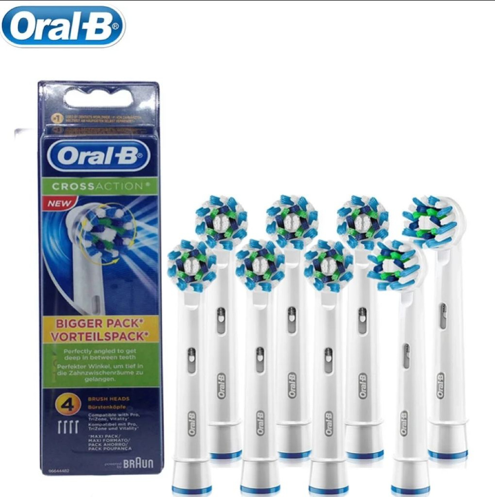 Сменные насадки для зубных щеток Braun Oral-B Cross Action от Oral-B EB50, упаковка из 8шт  #1