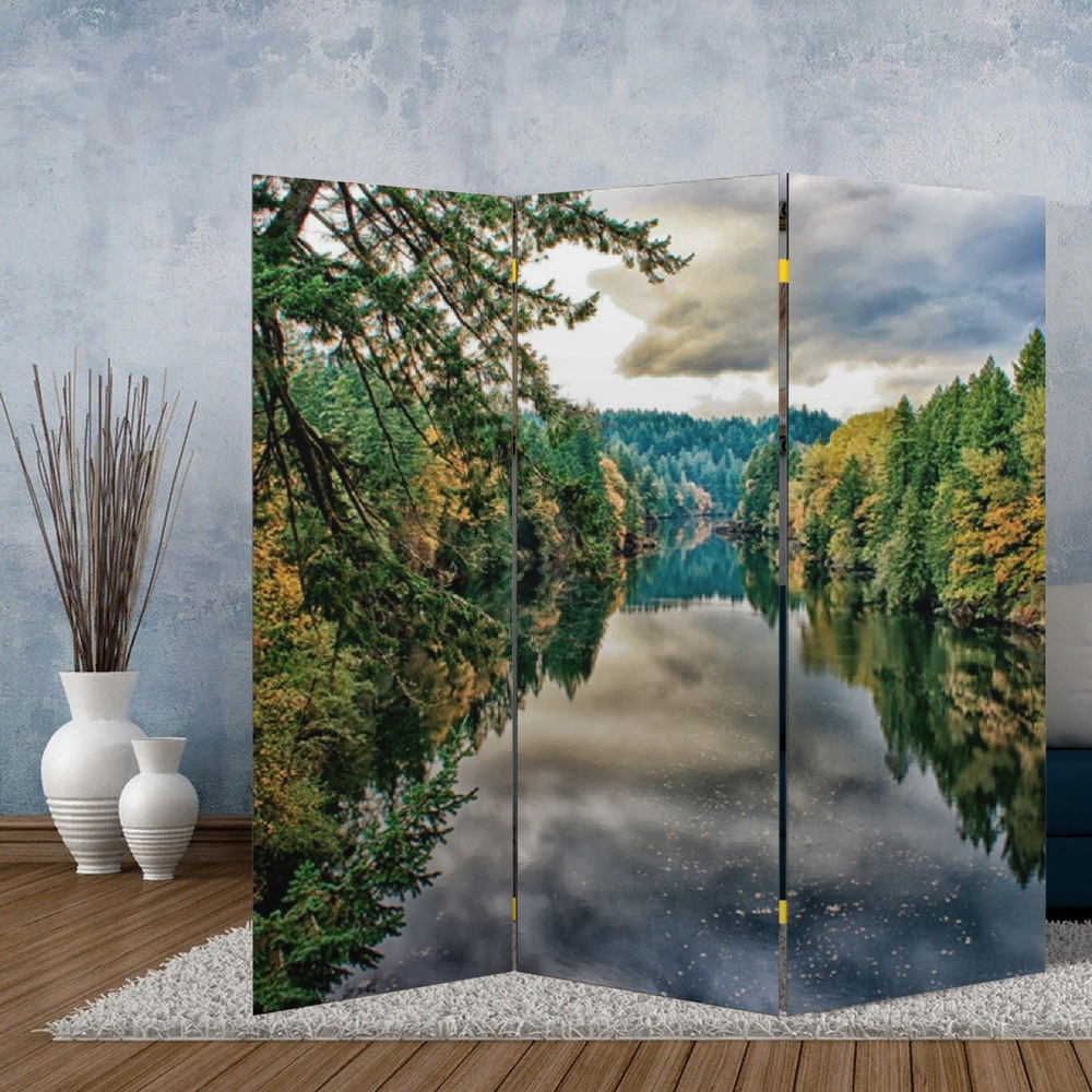 Ширма перегородка "Лесная река", 150 x 160 см #1