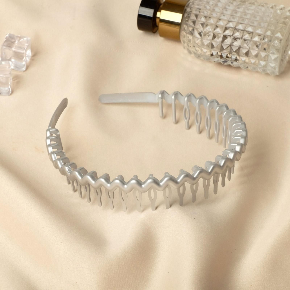 Ободок для волос Шейла волна длинные зубчики, 2,5 см, серебро золото  #1
