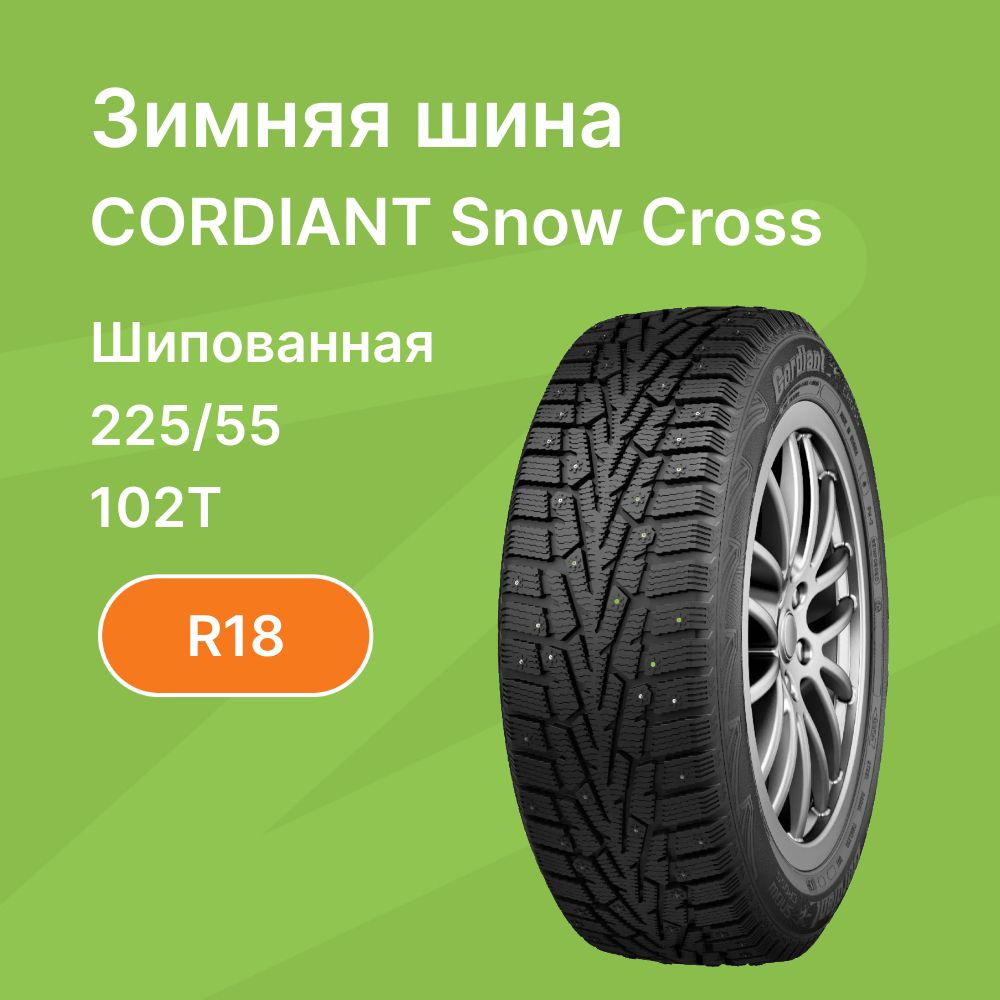 Cordiant Snow Cross Шины  зимние 225/55  R18 102T Шипованные #1