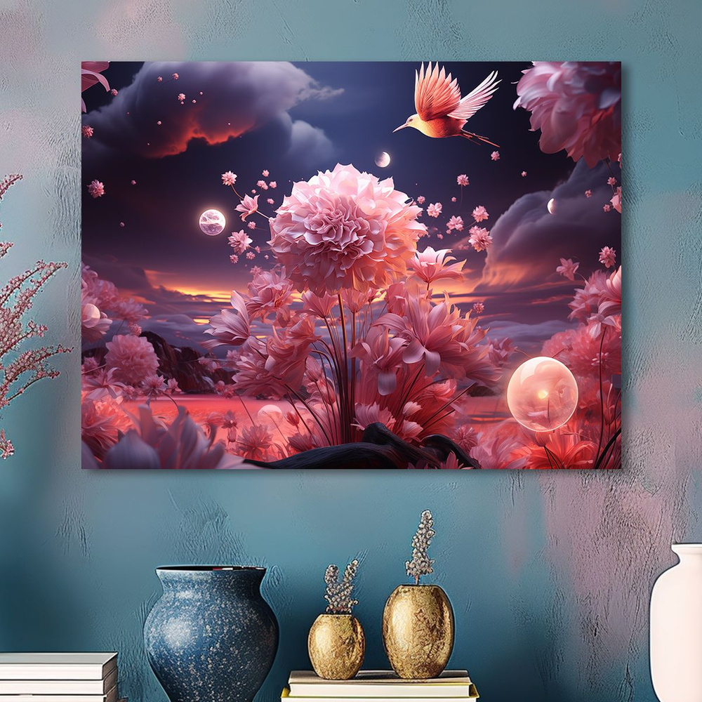 ДоброДаров Картина "Цветы и небо", 48  х 38 см #1