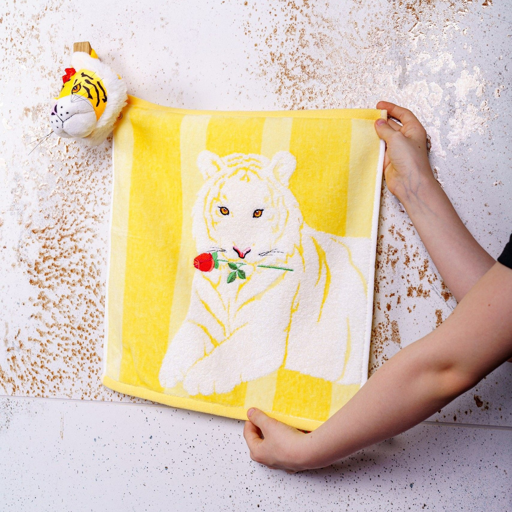 Утренняя заря Полотенце для лица, рук утренняя заря - полотенца для рук с тигром, Хлопок, 34.5x36 см, #1