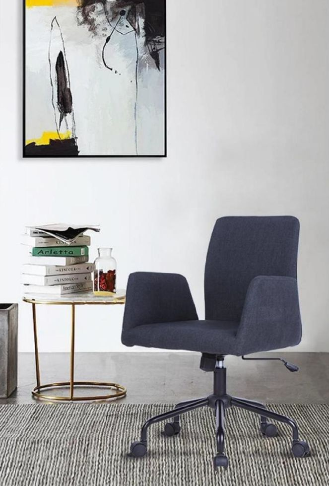Интерьерый офисный стул серый на колесиках с подлокотниками 58*57*82-89,5 см  #1