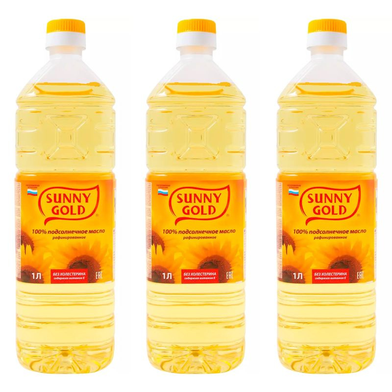 Sunny Gold Масло подсолнечное рафинированное, 1000 мл, 3 шт #1