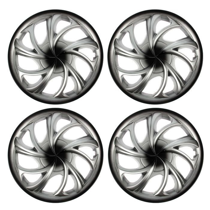 Колесные колпаки TORSO "Флай", серебристо-черные, R14, 4 шт #1
