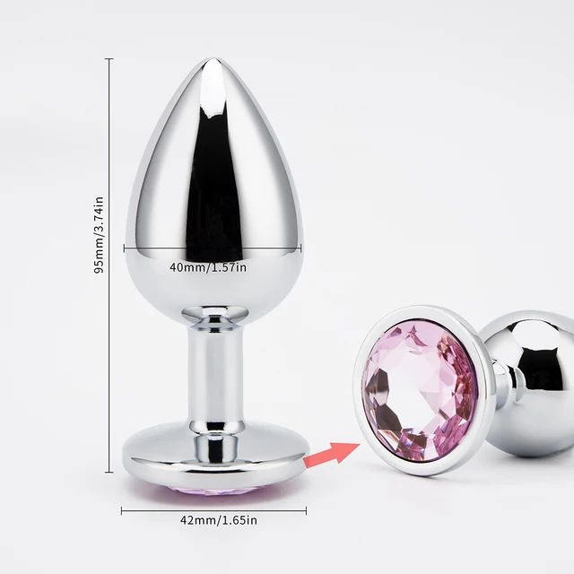 Анальная пробка Magic Toy, металлическая, размер L, с кристаллом, розовая  #1