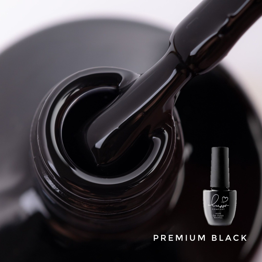 Трехфазовый гель - лак Lusso Premium black самовыравнивается. #1