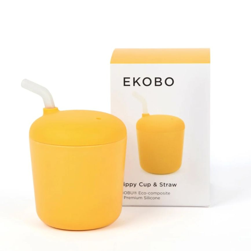 Поильник детский с трубочкой Ekobo Sippy Cup Mimosa/ Поильник-непроливайка желтый из бамбукового волокна #1