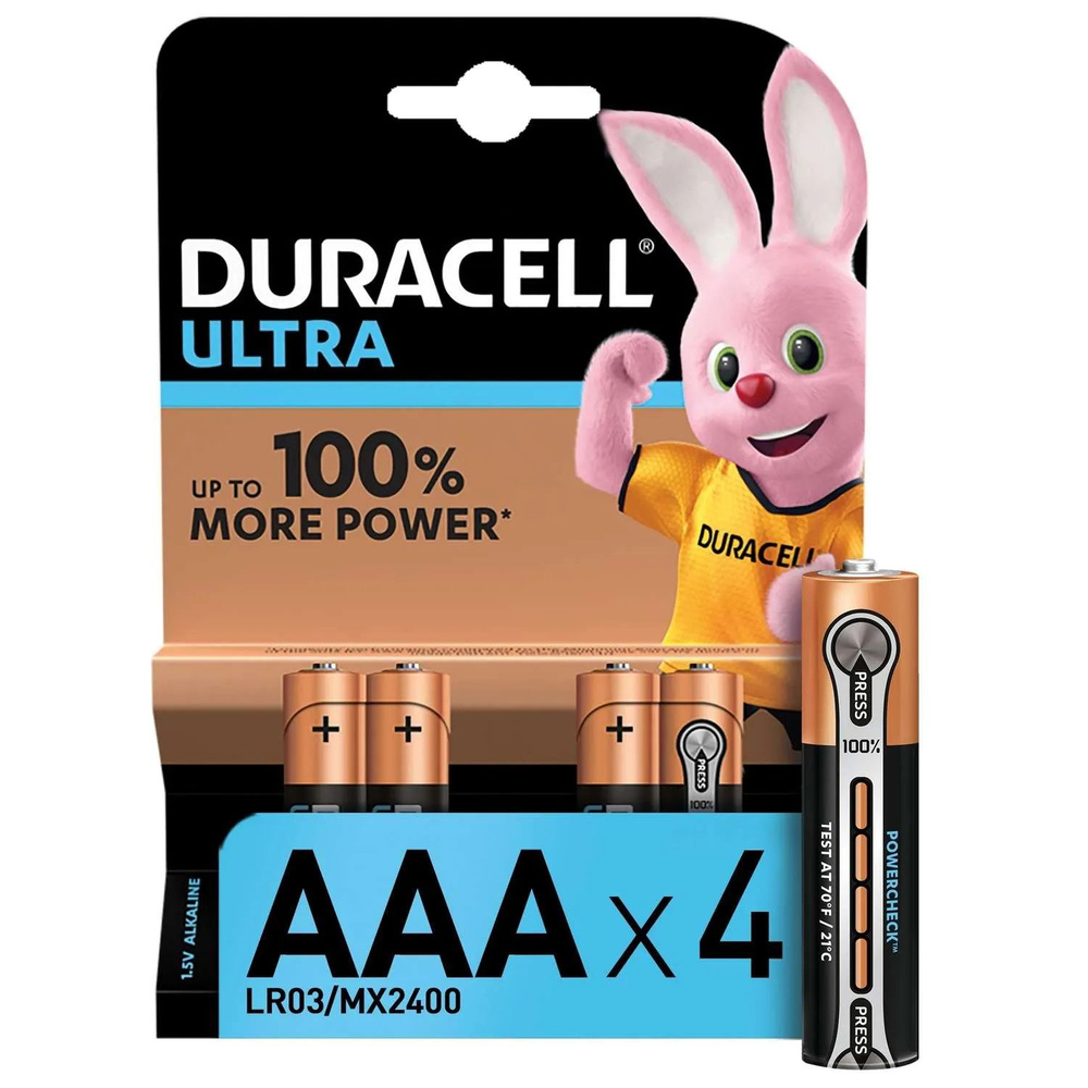 Duracell Батарейка AAA, Щелочной тип, 1,5 В, 4 шт #1