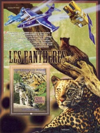 Почтовые марки Гвинея 2008г. "Фауна - Пантеры, Львы, Тигры." MNH  #1