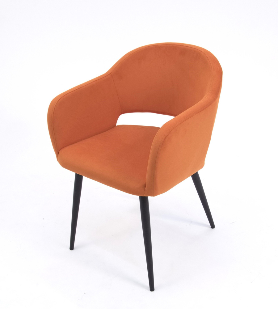 Кресло Оскар велюр оранжевый Velutto 39, стул для кухни, комнаты, спальни, офиса, мягкий, со спинкой, #1