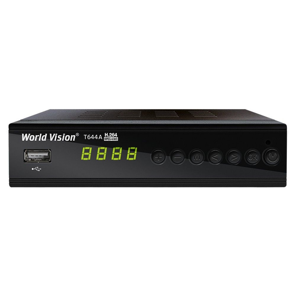 World Vision ТВ-ресивер T644A (DVB-T2+DVB-C, IPTV, обучаемый пульт, FM радио) , черный  #1