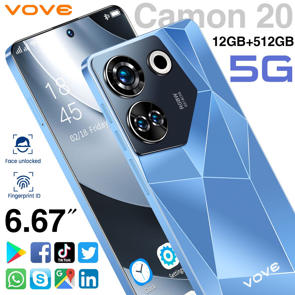 vove Смартфон Camon 20@1 EU 12/256 ГБ, синий #1