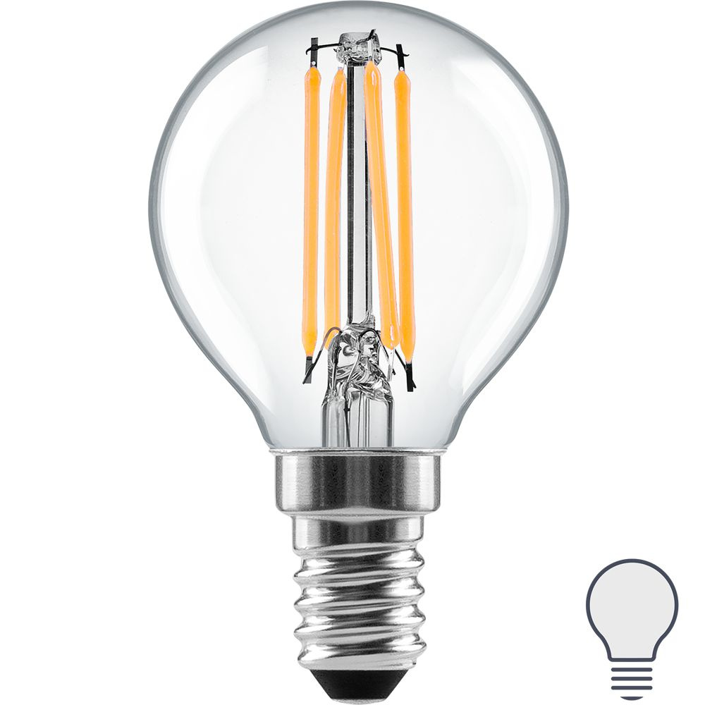 Лампа светодиодная Lexman E14 220-240 В 6 Вт шар прозрачная 800 лм нейтральный белый свет  #1