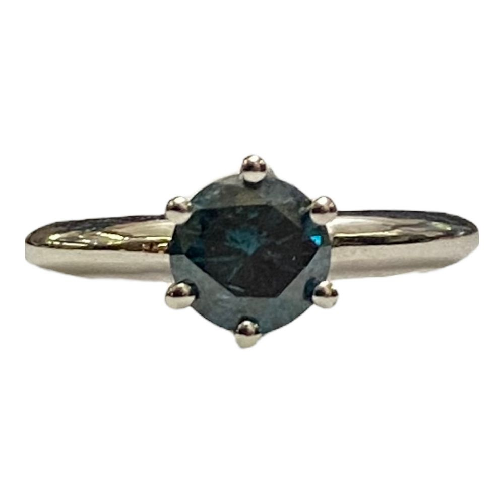 Золотое кольцо с синим бриллиантом, 1.02 карат, золото 14 К, 2013 г., США  #1