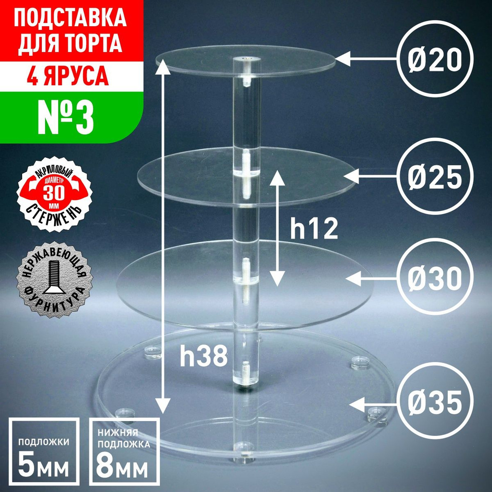 Подставка для пирожных, мороженого, диаметр 35 см, 1 шт #1