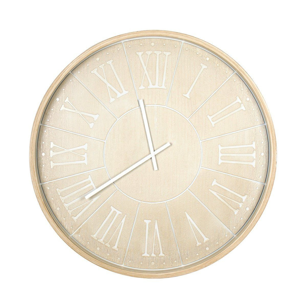 Часы настенные Кантри 60 см римский циферблат на батарейке (цвет бледно-бежевое дерево)  #1