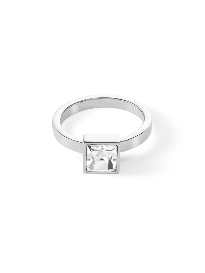 Кольцо женское перстень Brilliant Square big Crystal silver 18 мм Coeur de Lion с кристаллами Swarovski, #1