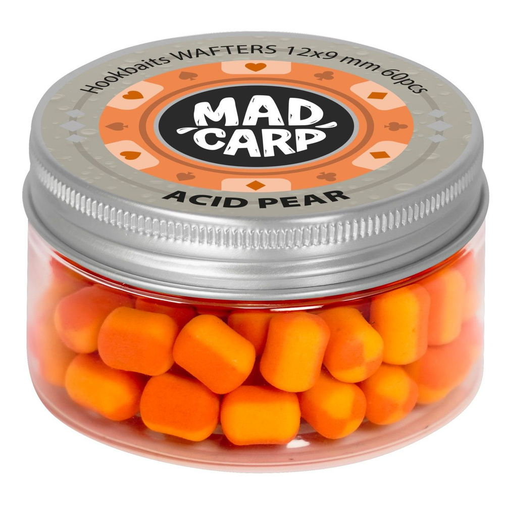 Бойлы нейтральной плавучести 12 х 9 мм Кислая Груша Mad Carp (Мэд Карп) - Hookbaits Wafters Acid Pear #1