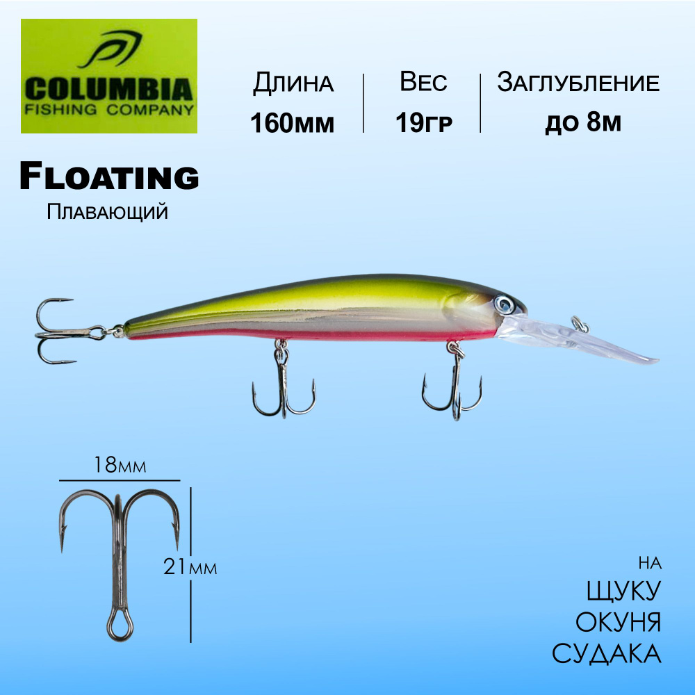 Воблер для спиннинга и троллинга Columbia Bandit Walleye Deep 160мм 19гр до 8м Плавающий Floating  #1