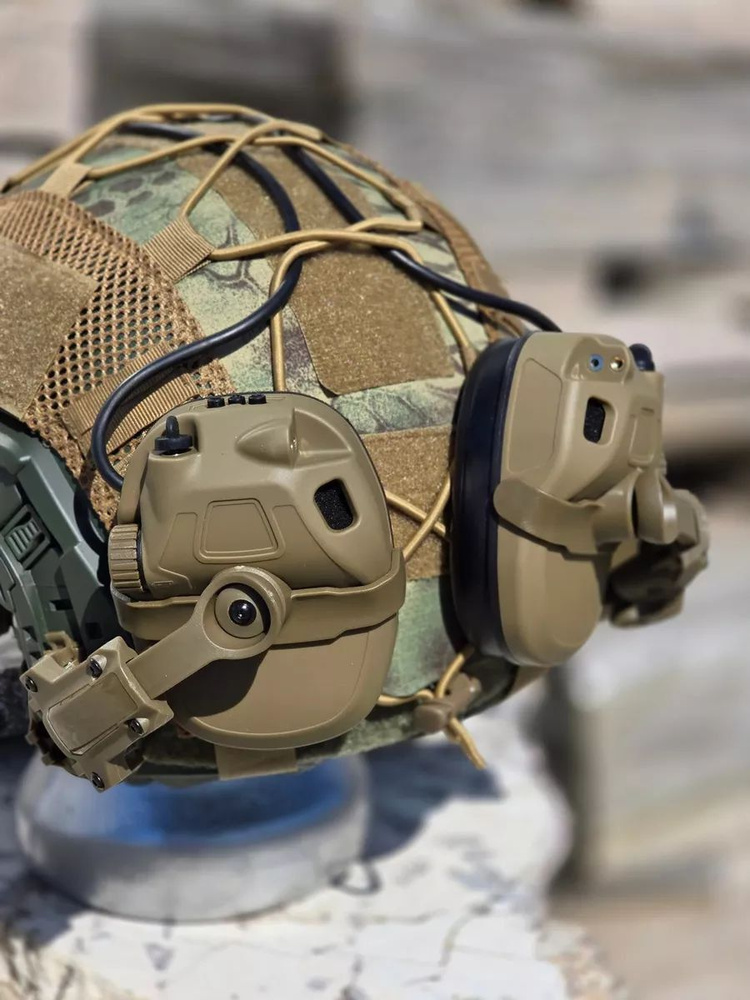 Наушники активные тактические 6TH Gen Tactical headset стрелковые/гарнитура/поворотные крепления на шлем #1