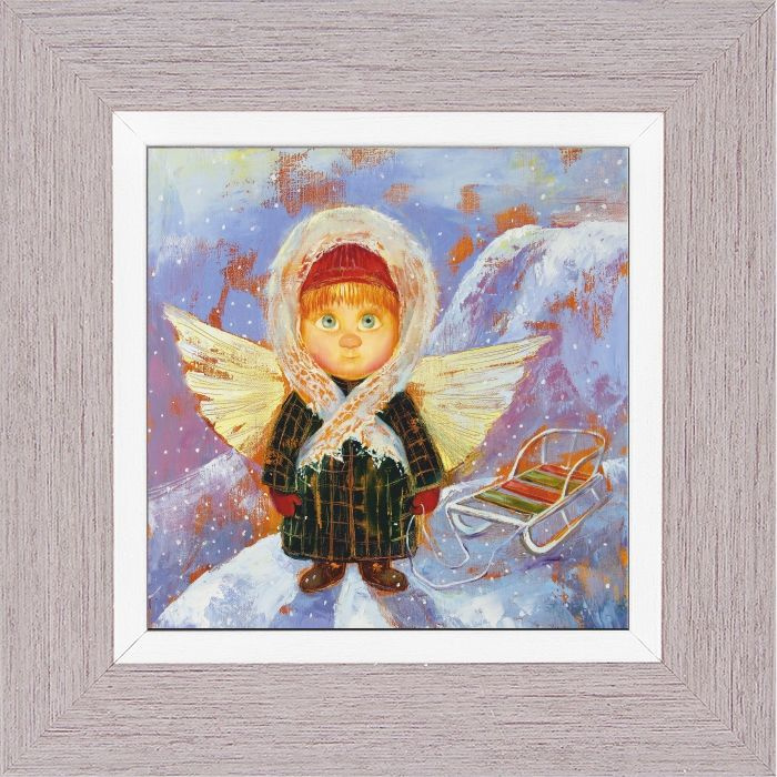 "Ангел с теплым сердцем" Керамика в багете 10х10 см #1