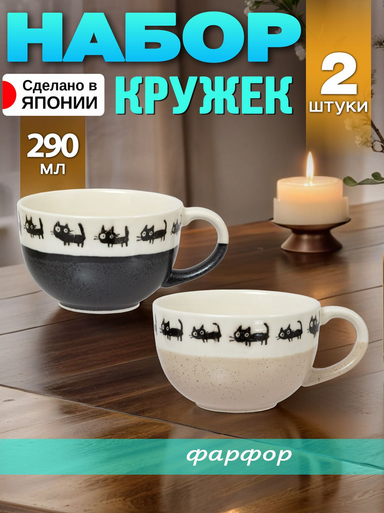 Кружки для чая и кофе 290 мл, 2 шт, 13,4х10,5х6,5см #1