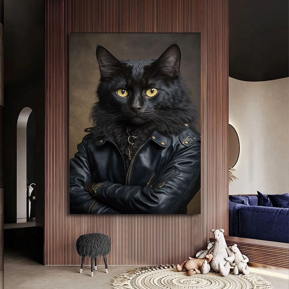 Картина с котом, кот байкер, 40х60 см. #1