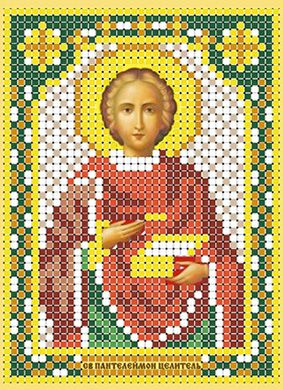 Схема для вышивания бисером (без бисера), именная икона "Святой Пантелеймон Целитель" 8 х 11см  #1