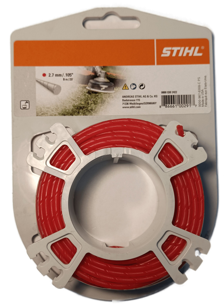 Леска триммерная STIHL 00009302422 круглая 2.7 мм,9м,бесшумная #1