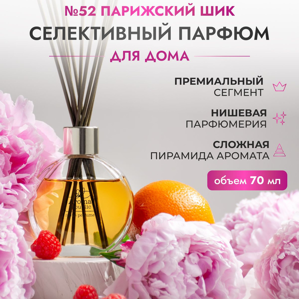 Парфюм для дома с палочками 70 мл,"№52 Parisian chic" AROMA REPUBLIC #1