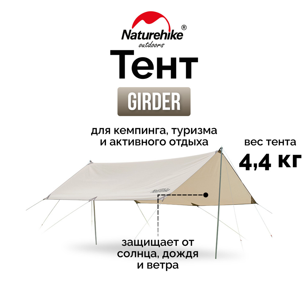 Тент Naturehike Girder NH20TM006, 150D, 400*292 см для кемпинга, песочный (с двумя стойками), 6927595749647 #1