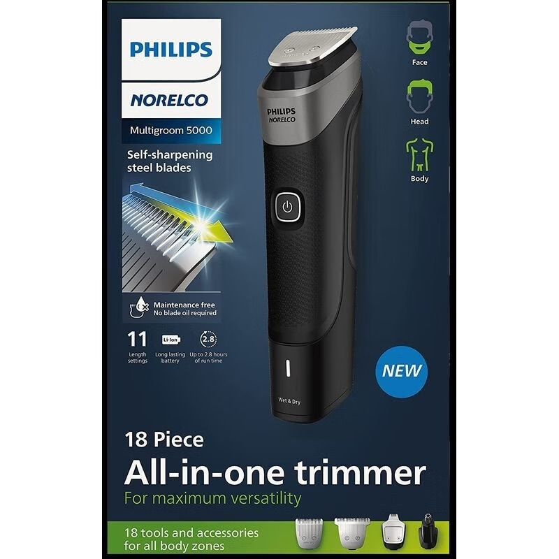 Philips Триммер для бороды и усов Philips Norelco мультитриммер Series 5000 MG5910/60, кол-во насадок #1