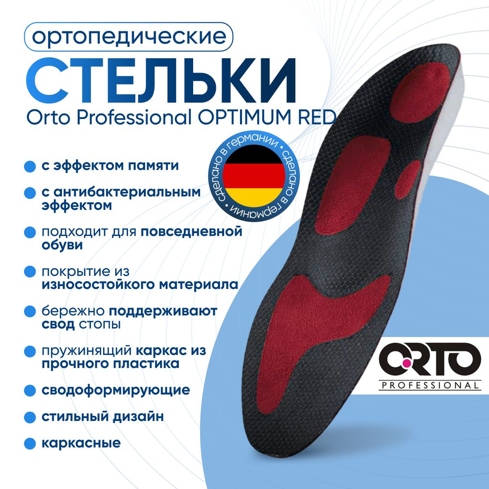 Ортопедические стельки мужские женские для обуви Orto Professional OPTIMUM RED антибактериальные  #1