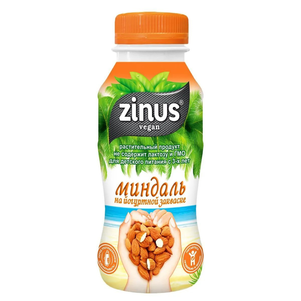 ZINUS Растительный йогуртный напиток без молока, Миндаль, 250г  #1