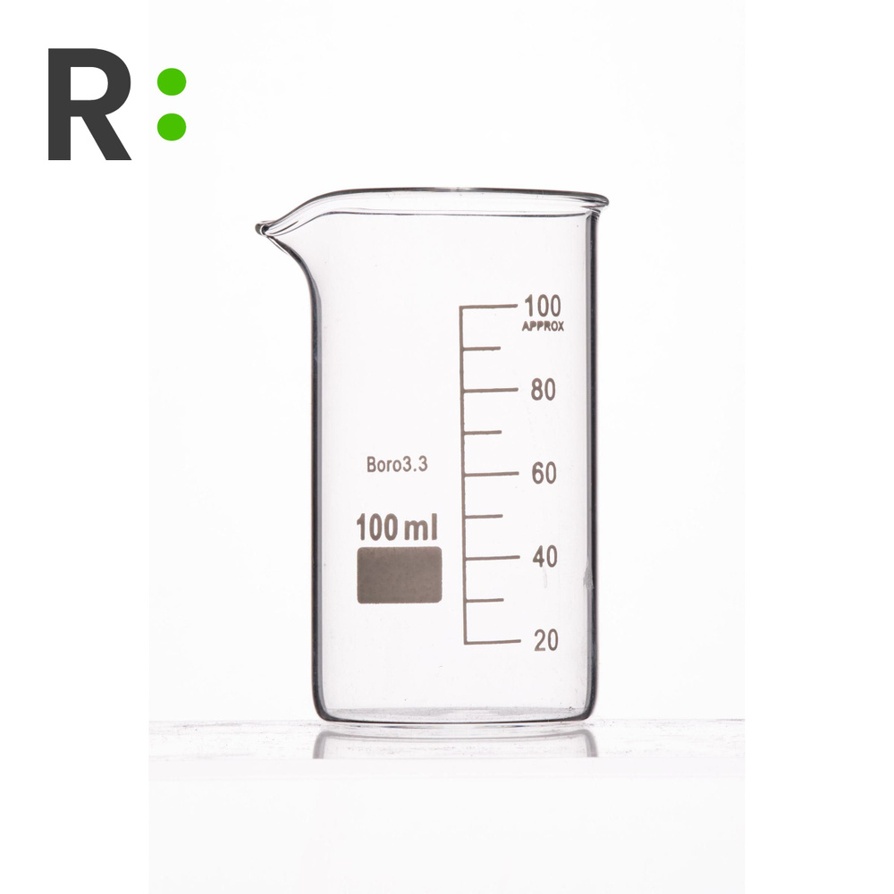 Мерный стакан стеклянный высокий, мерная емкость, 100 мл #1
