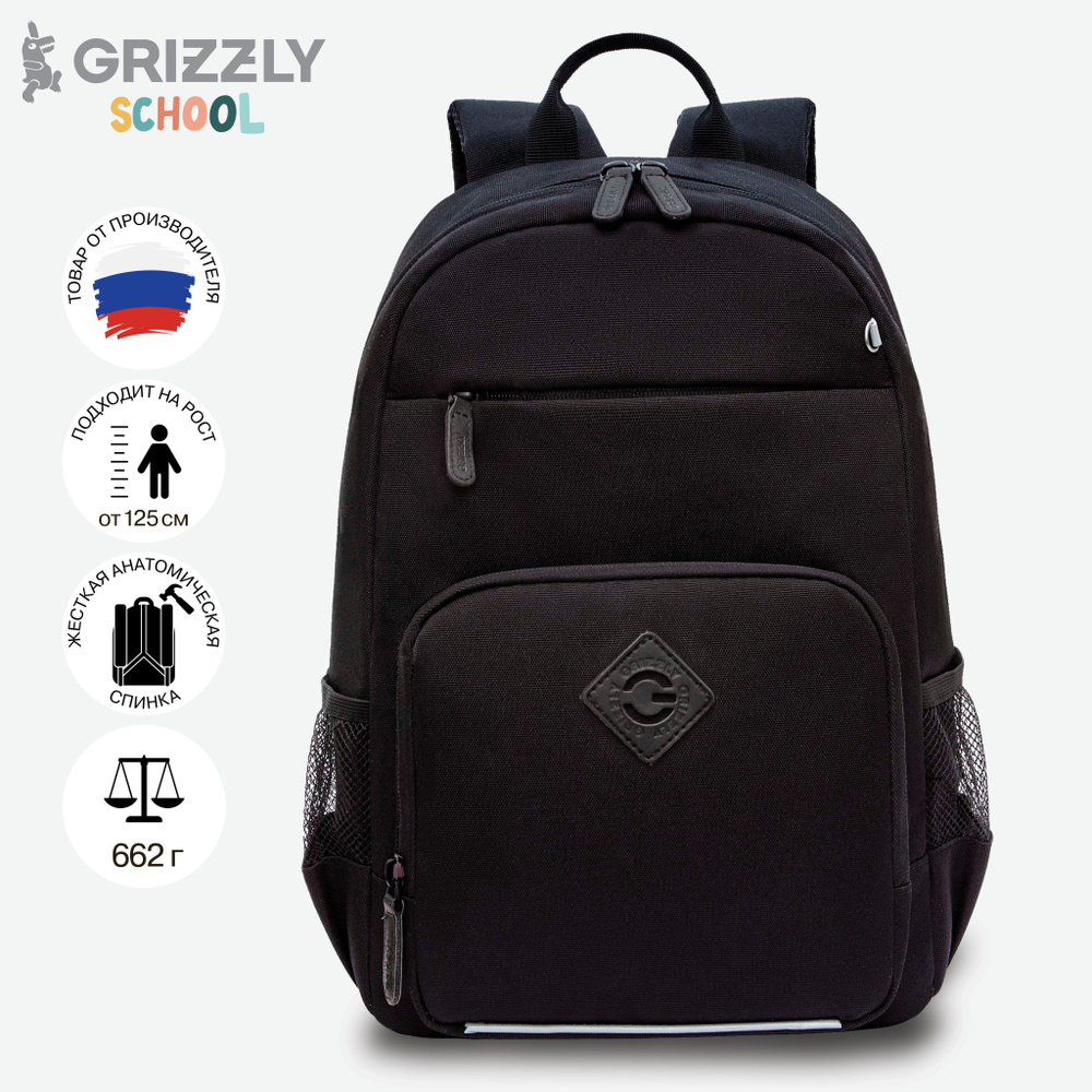 Рюкзак школьный Grizzly GRIZZLY с карманом для ноутбука 13", анатомической спинкой, для мальчика, RB-455-1/5 #1