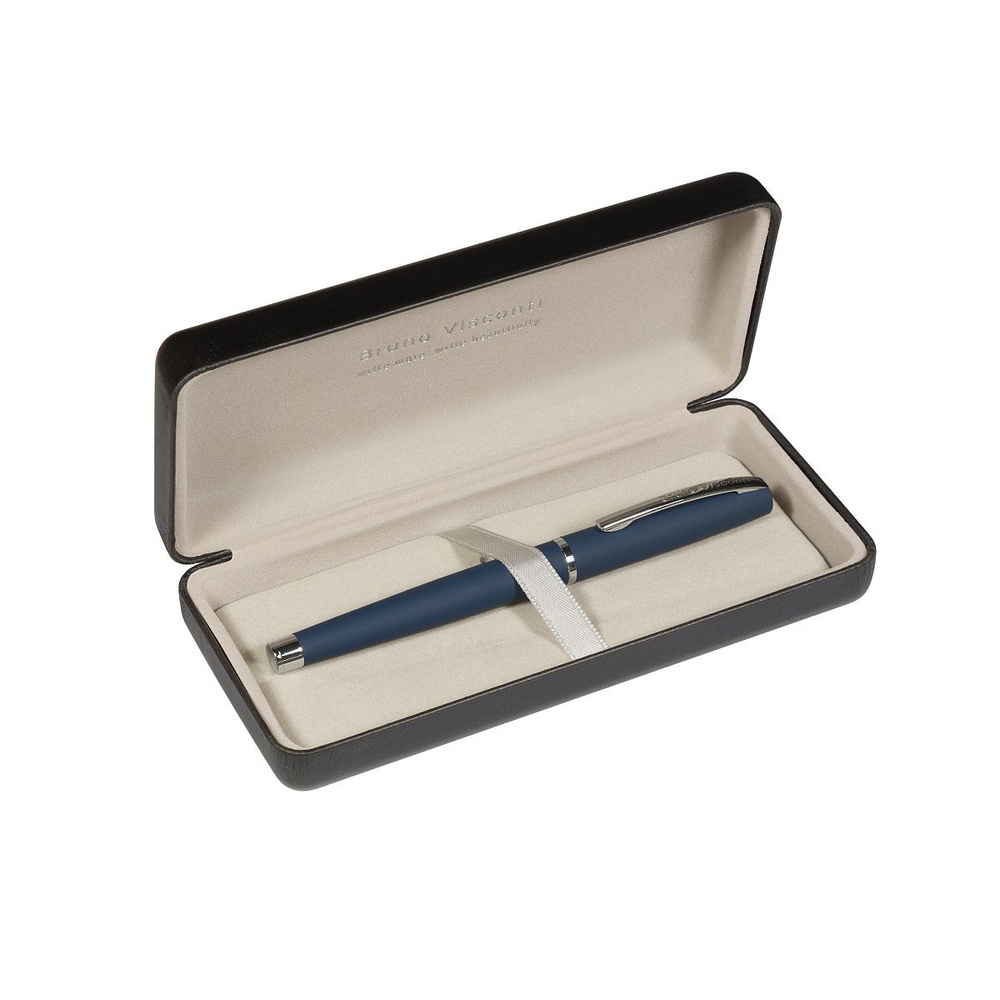 Ручка перьевая BrunoVisconti "SIENNA", цвет корпуса синий, 0,7 мм, синий, в черном футляре из экокожи #1