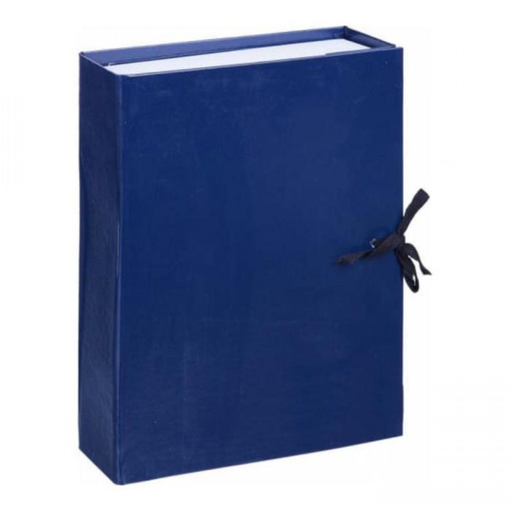 Короб архивный с завязками А4, корешок 80 мм Calligrata, бумвинил, синий, до 700 листов  #1