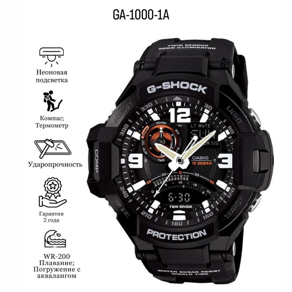 Японские мужские наручные часы G-SHOCK GA-1000-1ADR #1