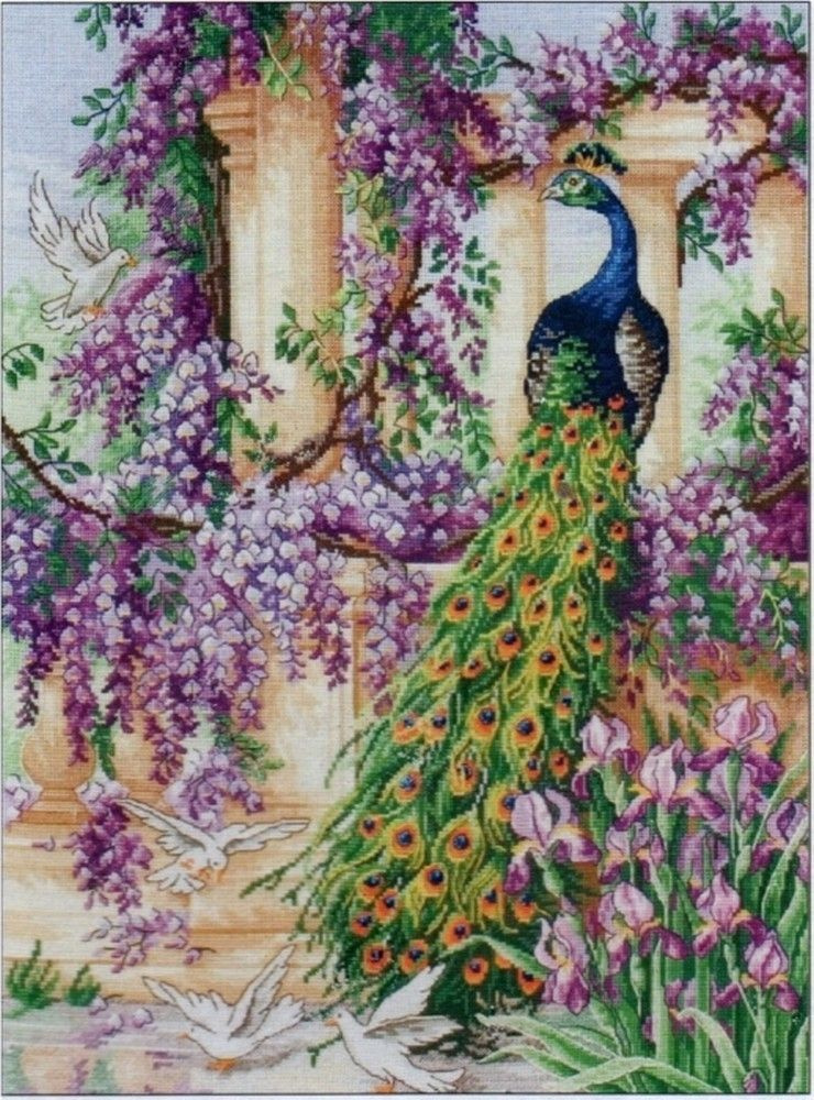 Набор для вышивания Maia #01027 The Peacock (Павлин), Счетный крест, 30 x 40 см  #1