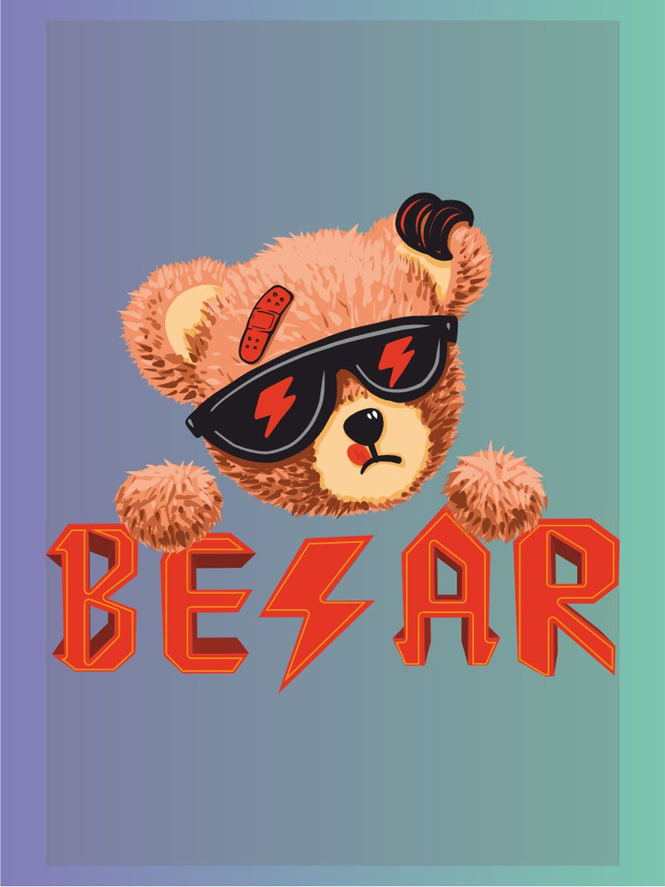Термонаклейка на одежду Медведь в очках #1