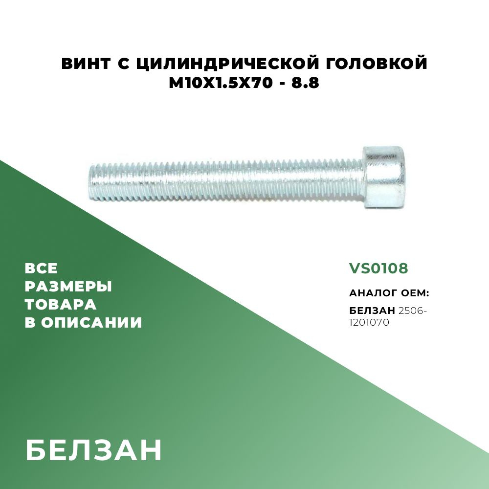 Винт с цилиндрической головкой M10х70х1,5-8.8; БелЗАН 2506-1201070; VS0108  #1