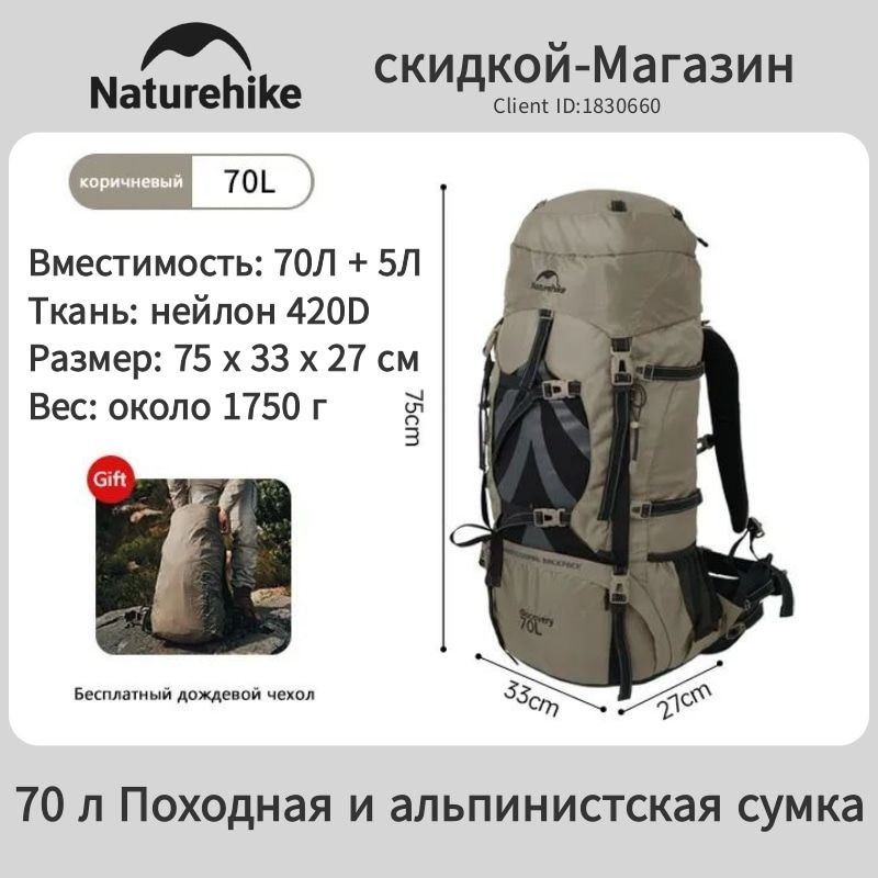 Naturehike Рюкзак тактический, объем: 70 л #1